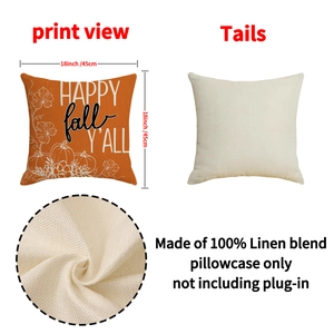 Housse de coussin d'automne avec imprimé citrouille Happy Fall Y'all et texture lin