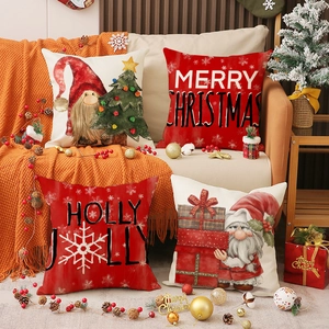 Weihnachten Kissenbezug Leinenimitat Gnome Frohe Weihnachten Druck Deko Kissenhülle Für Sofa Wohnzimmer Feiertags Deko