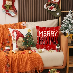 Weihnachts-Kissenbezüge-Set mit Zwergen-Motiv für festliche Wohnzimmer-Sofadekoration