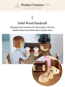 Detail of handcrafted beech wood music box showing a couple dating in a cafe scene