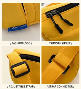 Detailed close-up of nylon dumpling bag featuring durable zippers and adjustable straps