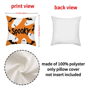 Fodera per cuscino Halloween zucca arancione fantasma 45x45cm poliestere quadrato