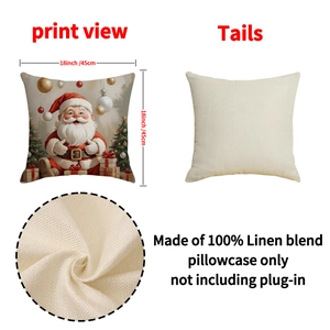 Housse de coussin de Noël bonhomme de neige en mélange de lin rustique 45x45 cm