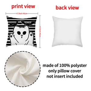 Halloween ghost cat pillowcase with black stripes made of 100% polyester 45x45cm