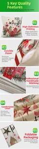 Détail de la taie d'oreiller de Noël en lin montrant l'imprimé et le zip invisible