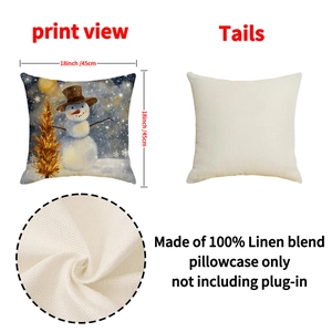 Linen Christmas pillowcase with snowman print and dimensions in 45x45 cm format