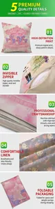 Detail of breathable linen texture and durable invisible zipper on Xmas pillow cover