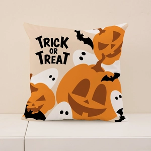 Federa per cuscino Halloween zucca fantasma pipistrello stampa Trick or Treat decor
