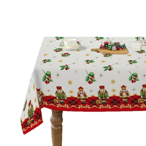Nappe de Noël Casse-Noisette avec bordure à carreaux sur une table de fête décorée