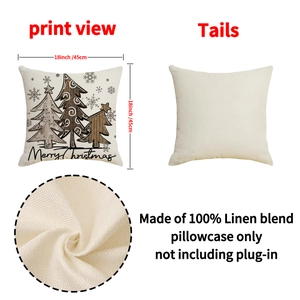 Christmas linen pillow covers 18x18 with decorative trees and Merry Christmas text