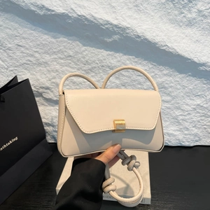 Women Vintage PU Leather Baguette Underarm Bag Urban Minimalist Crossbody Shoulder Bag With Gold Clasp Knotted Strap Fashion Handbag