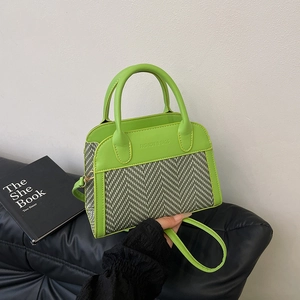 Vintage Women PU Leather Herringbone Patchwork Handbag Fashion Commuter Crossbody Bag With Adjustable Strap Shoulder Bag