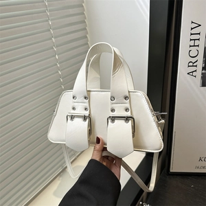 Damen Koreanische Mode Einfache Umhängetasche Kunstleder Crossbody Handtasche Mit Doppelschnalle Dekor Achselhöhlentasche Alltagsgebrauch