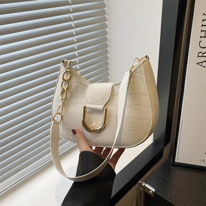 Women Vintage Crocodile Pattern PU Leather Underarm Hobo Bag Gold Buckle Chain Strap Fashion Shoulder Crossbody Bag