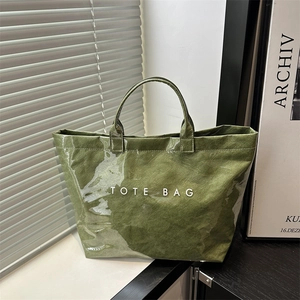 Große Kapazität Tote Bag PVC Wasserdicht DuPont Papier Textur Buchstaben Druck Schulter Handtasche Für Damen