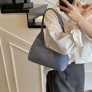 Minimalist textured blue underarm hobo bag for women stylish casual commute tote bag
