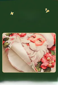 Detail of Christmas chair cover showing reinforced hem and high-quality sewing craft