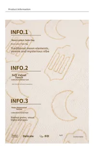 Detailed close-up of soft wheat ear corduroy fabric with moon lantern embroidery