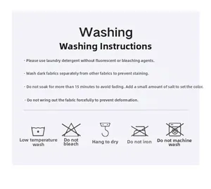 Care instructions and washing icons for autumn pumpkin embroidery placemat decoration