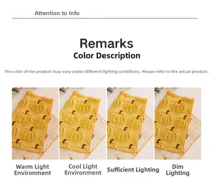 Detailed comparison of 3D embroidered pumpkin placemat texture under different lighting