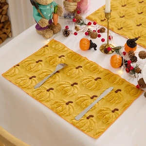 Sottopiatto a zucca ricamato in 3D per decorazione tavola del Ringraziamento autunno