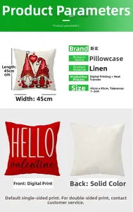 Detaillierte Größentabelle für 45x45cm Leinen-Kissenbezug mit Valentin-Zwerg-Druck