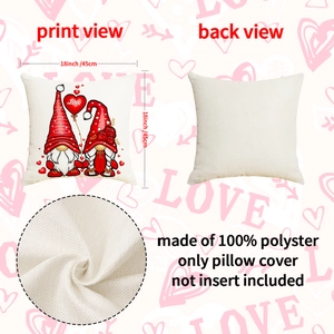 Valentinstag Kissenbezug 45cm mit Zwergenmotiv aus Polyester in Leinenoptik