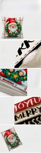 Detail of Santa Claus cushion cover showing invisible zipper and linen texture finish