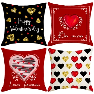 Valentinstag Herz Muster Deko Kissenbezug Für Wohnzimmer Sofa Bett Leinen Weich Quadratisch Wurfkissen Hülle Geschenk