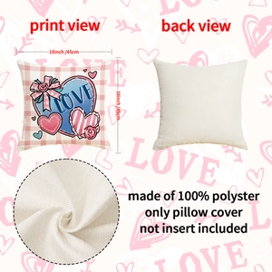 Rosa Herz Love Kissenbezug 45x45 cm Polyester Kissenhülle für Valentinstag Deko