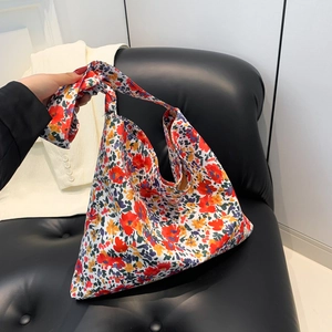 Women Large Capacity Canvas Tote Bag Floral Leopard Print Crossbody Shoulder Bag Casual Korean Style Hobo Shopping Bag