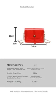 Mini rode transparante PVC enveloppetas met gouden ketting van 14x11x8 cm