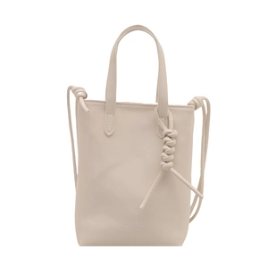Mini sac à main beige minimaliste pour femme avec poignée à nœud et bandoulière fine