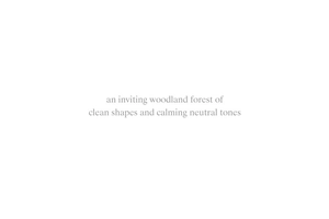 Brand card describing Woodland Forest collection with minimalist shapes and neutral tones