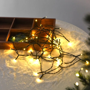 Outdoor warm white LED Christmas string lights with 8 modes and a remote control box
