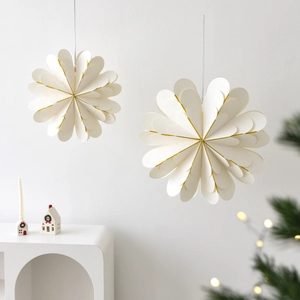 3D Paper Snowflake Hanging Ornaments Gold Edge White Star Decorations Christmas Party Wedding Nordic Style Minimalist Aesthetic