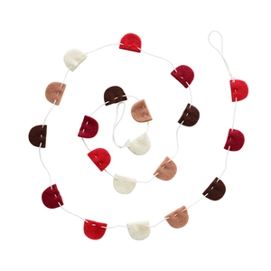 Handmade wool felt bunting banner for Christmas decor with red and brown semicircles