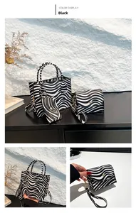 Three-piece zebra print handbag set featuring a tote bag and crossbody pouch detail