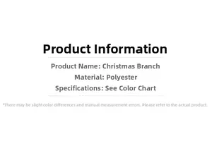 Detailed specifications card for polyester Christmas sprays and elf leg tree decorations