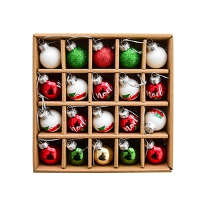 20-piece Christmas ball set with red and green painted ornaments in kraft gift box