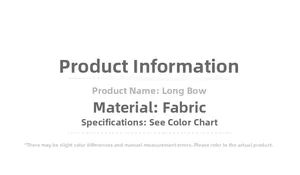 Detailed product specifications for fabric long Christmas bow decorations in high resolution