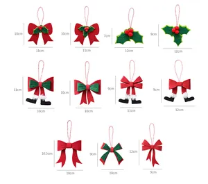 Size chart showing various Christmas bow and ornament dimensions from 9cm to 12cm