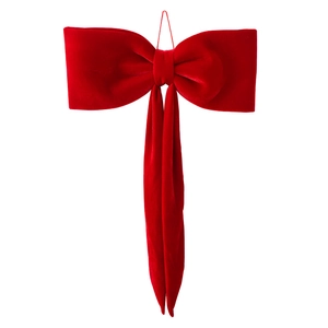 Grande fiocco di Natale in velluto rosso con nastri lunghi per decorazione albero