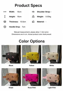Size chart and dimensions for the embroidered butterfly cosmetic storage bag