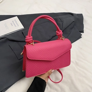 Sac à Épaule Femme en Cuir PU à Motif Tissé Petit Sac à Main Carré Avec Poignée Nouée et Bandoulière Réglable pour le Quotidien