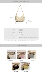 Detailed size specifications and color comparison of soft pleated dumpling crossbody bags
