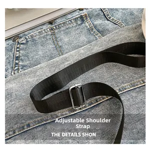 Detail show of adjustable nylon strap with silver metal buckle for bucket bag