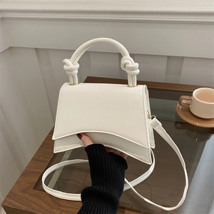Fashion Women Patent Leather Hourglass Handbag Mini Arc Bottom Crossbody Bag With Knot Handle Elegant Shoulder Bag Purse