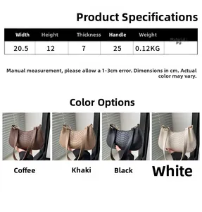 Detailed size specifications for the crocodile pattern crescent shoulder bag for women