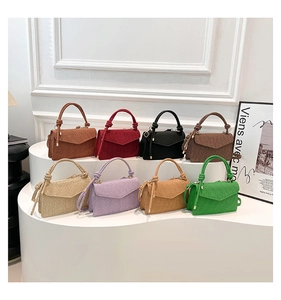 Detailed grid showing eight colors of the woven texture crossbody flap bag for women